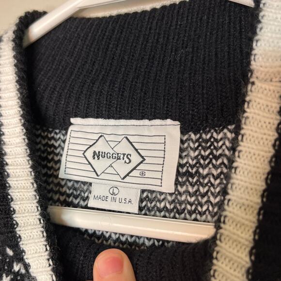 1980s Nuggets Black White Scottish Terrier Scottie Dogs Mock Neck Sweater L - Picture 2 of 7